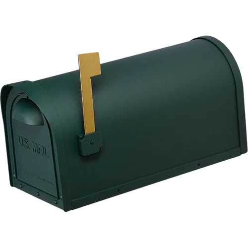 green cast aluminum mailbox