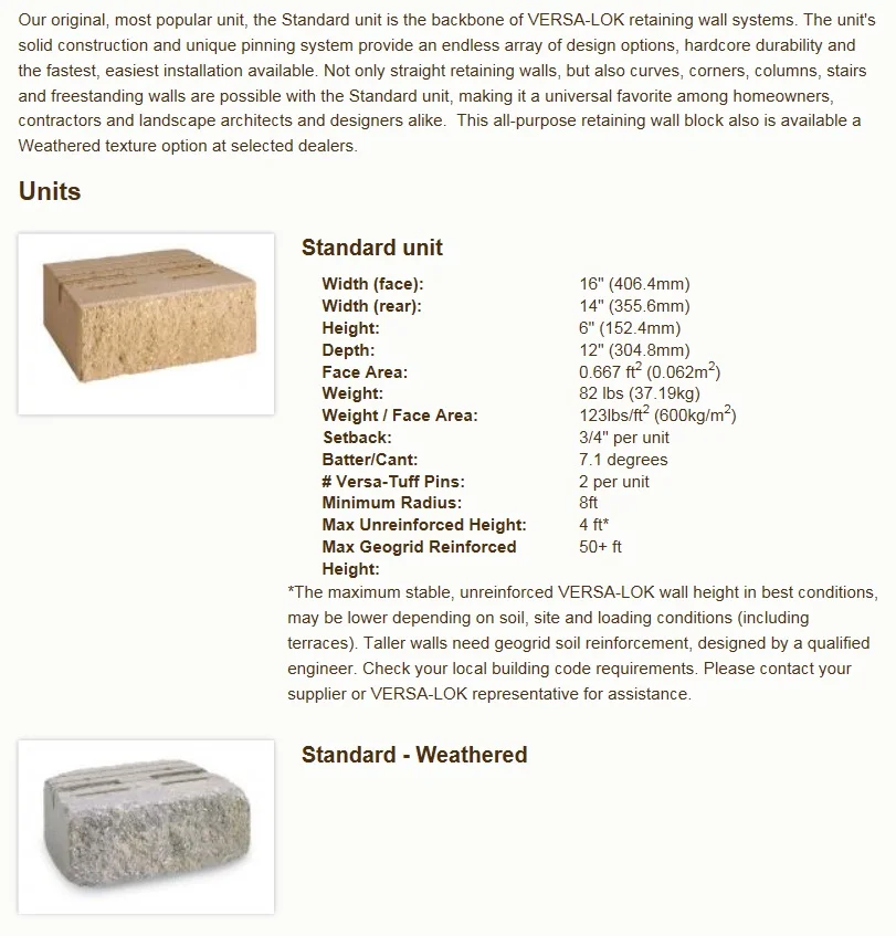 Buy Versa-Lok - Standard Block Unit - South Shore Landscape Supply