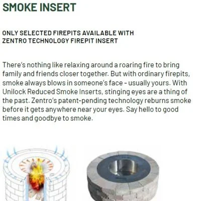 Unilock Zentro Smokeless firepit Insert-Black