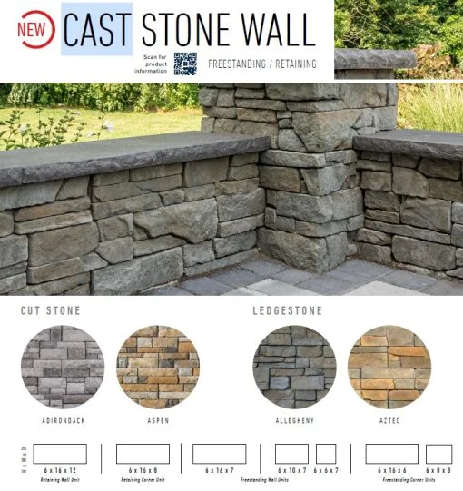 Belgard Double sided Cast Stone 2pc wall corner Ledgestone pattern, Pallet