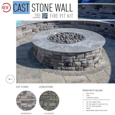 Belgard Cast Stone Wall Round Cut Stone Firepit Kit