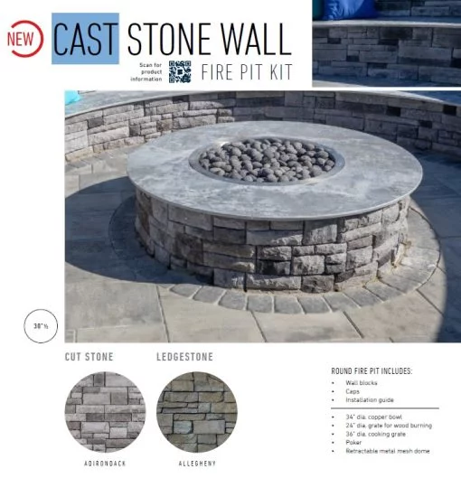 Belgard Cast Stone Wall Round Ledgestone Firepit Kit