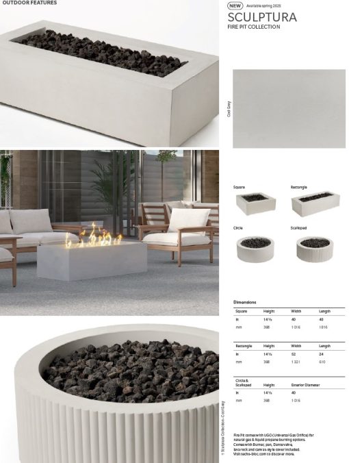 Techo Sculptura Firepit Square 40x40 Smooth